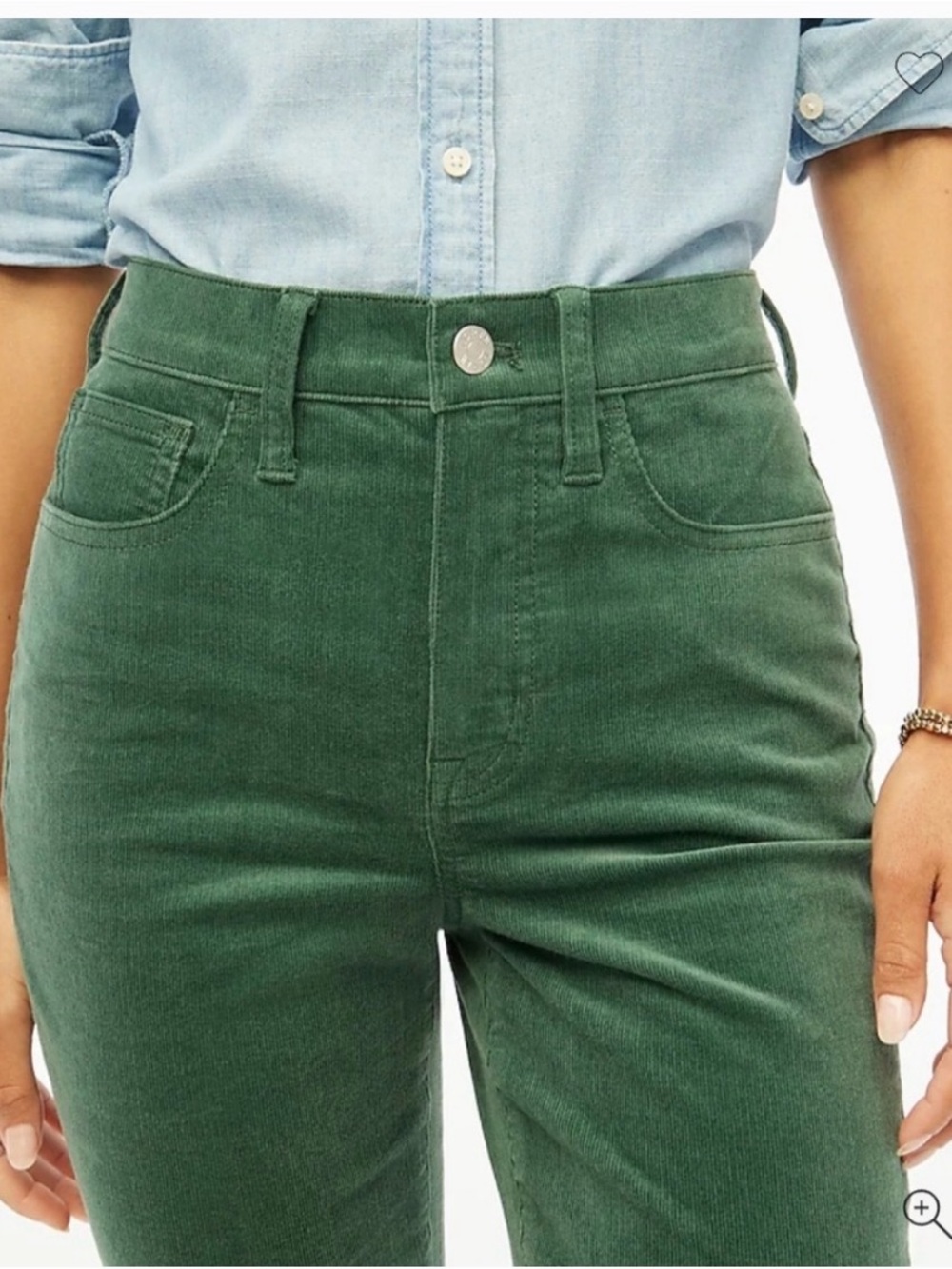 NWT J. Crew Women's Corduroy Full-length Essential Straight Pant Green, Size 27 - Picture 3 of 3